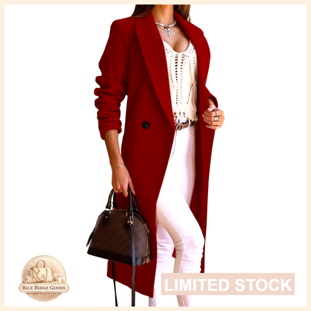Long Wool Pea Coat Double Breasted Trench Classic Elegant Winter Overcoat